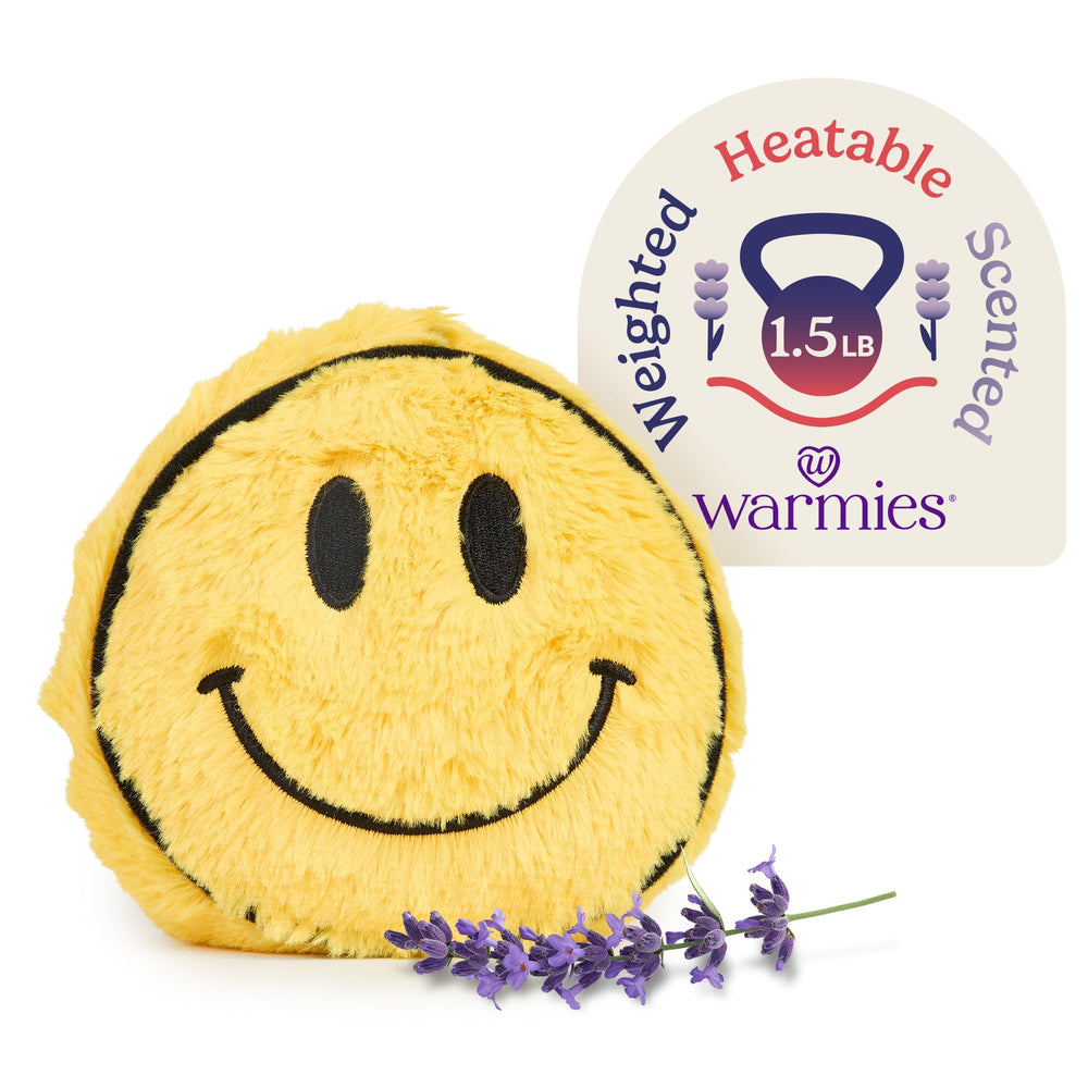 Warmies Smiley Face plush heated for soothing warmth and cozy snuggles.