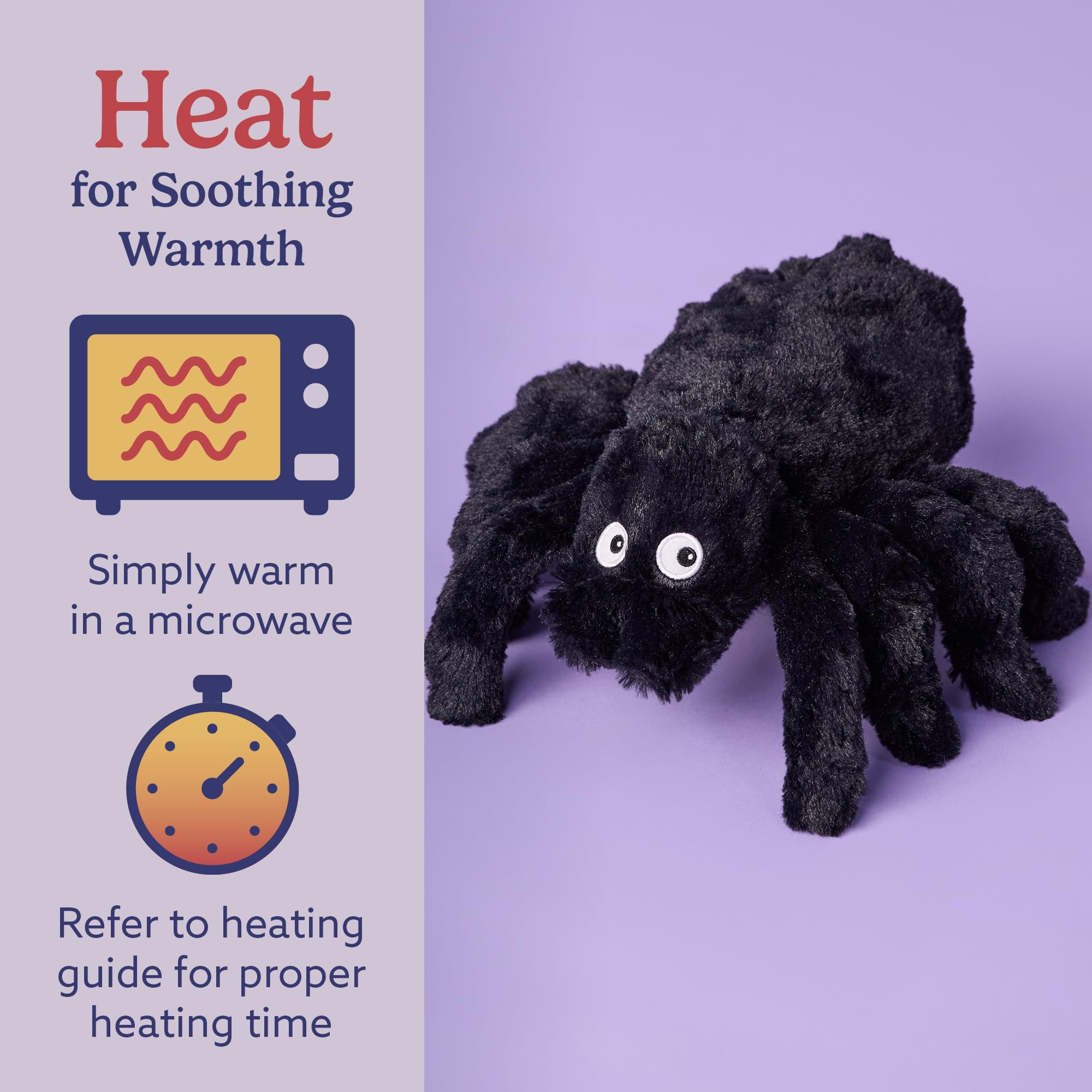 Warmies Spider cooling option stored in freezer for warm days.