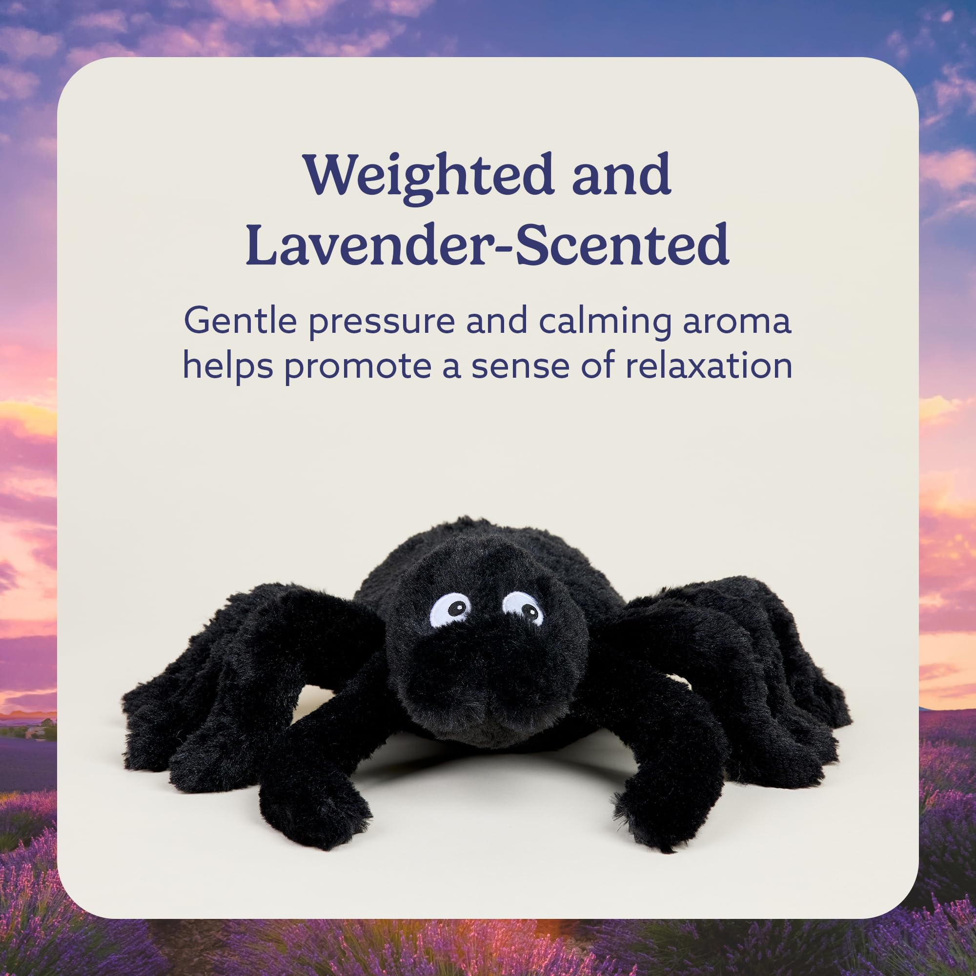 Warmies Spider lavender-scented plush adds a gentle bedtime aroma.