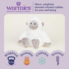 Warmies Yeti weighted plush offers comforting heft for cuddles.