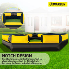 Warsun Gaga Ball Pit inflatable side view showing portable setup