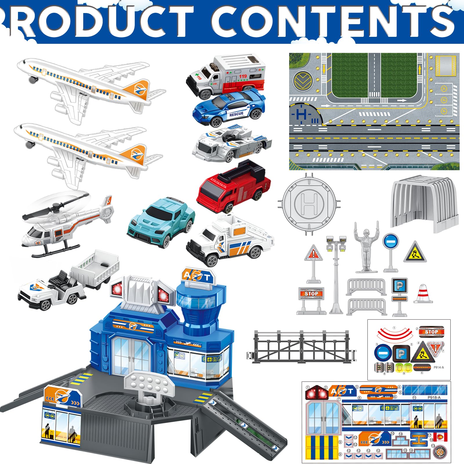 WASAiKA airport playset helicopter landing adds dynamic play scenarios
