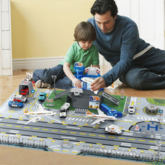WASAiKA airport playset runway and parking lot invites cooperative play