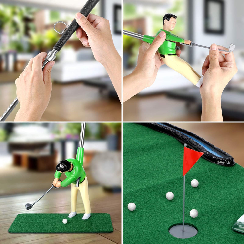 Wassteel mini golf figurines in action during a playful match.
