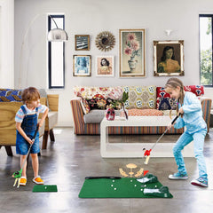 Wassteel mini golf putter clubs arranged for variable shots.