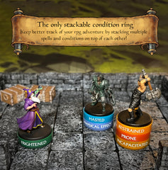 WASTED WIZARD DND spells status rings close-up for clear spell effects.