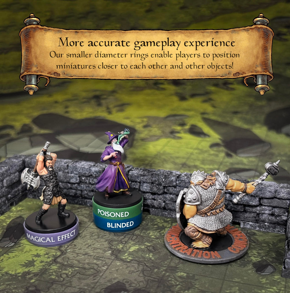 WASTED WIZARD small-diameter ring fits 1-inch miniatures on a map.