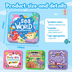 Water Painting Book for Kids Underwater World page revealing vivid colors with water