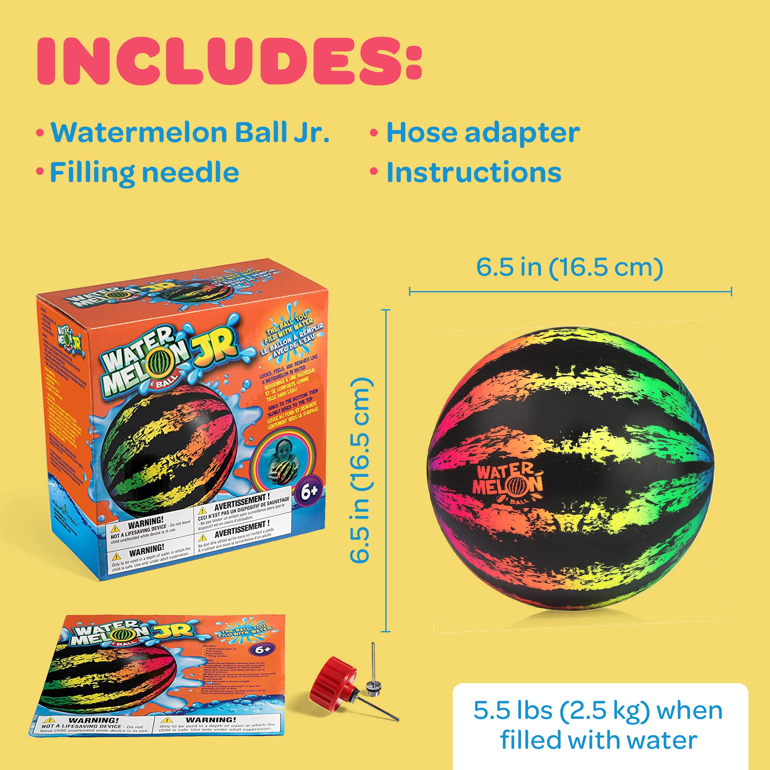 Watermelon Ball JR durable vinyl membrane withstands rugged pool games.