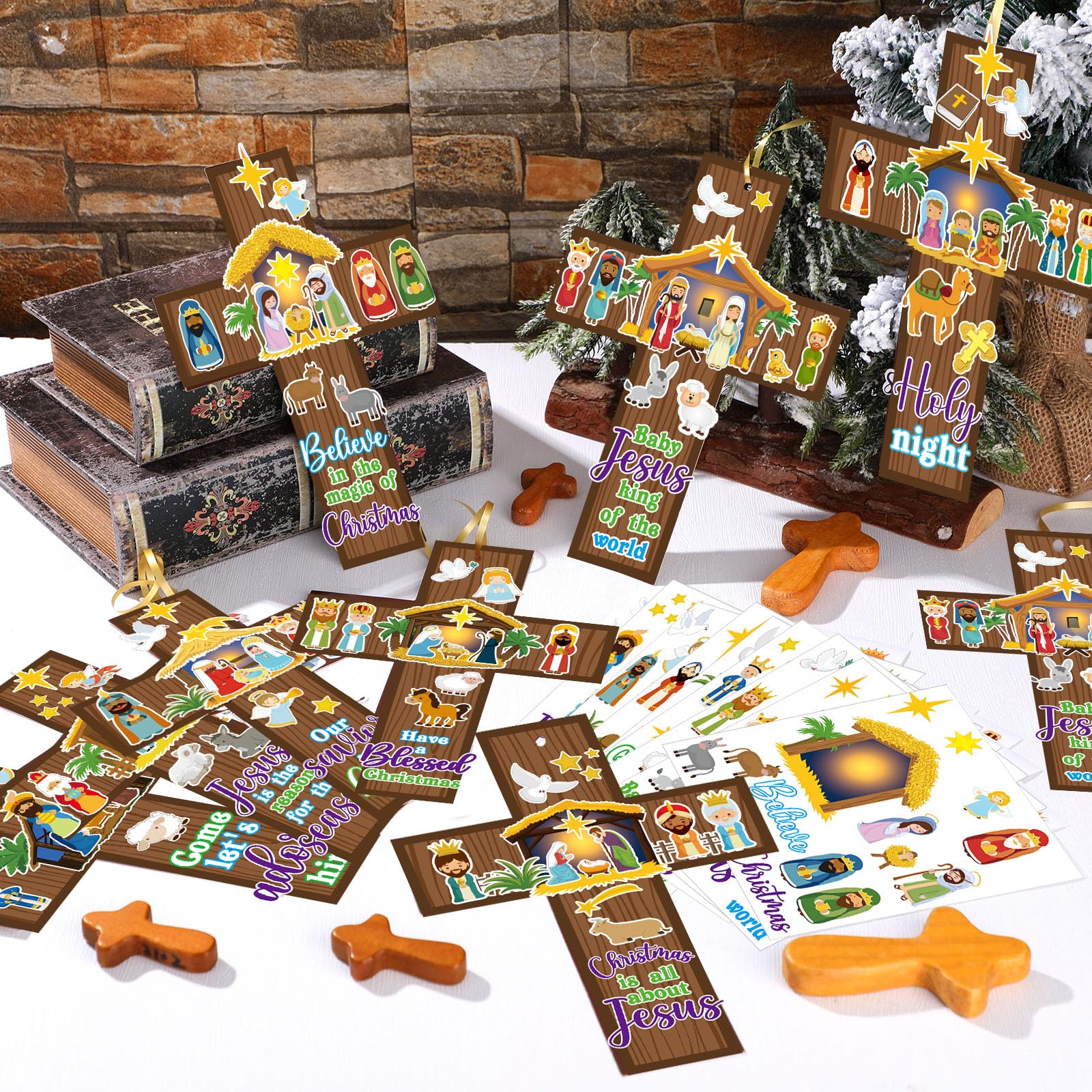 Watersay gold ribbon rolls add a festive finish to holiday crosses