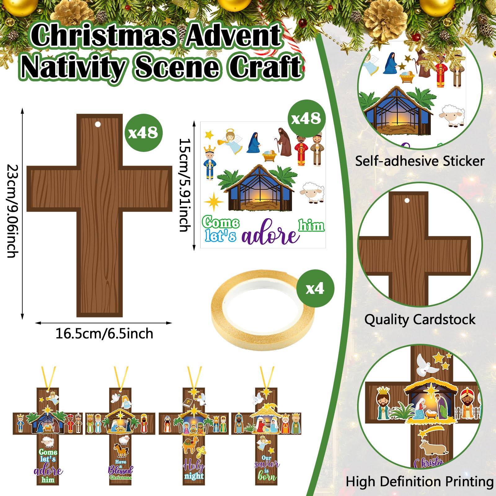 Watersay nativity scene stickers for easy self adhesive decoration on crosses