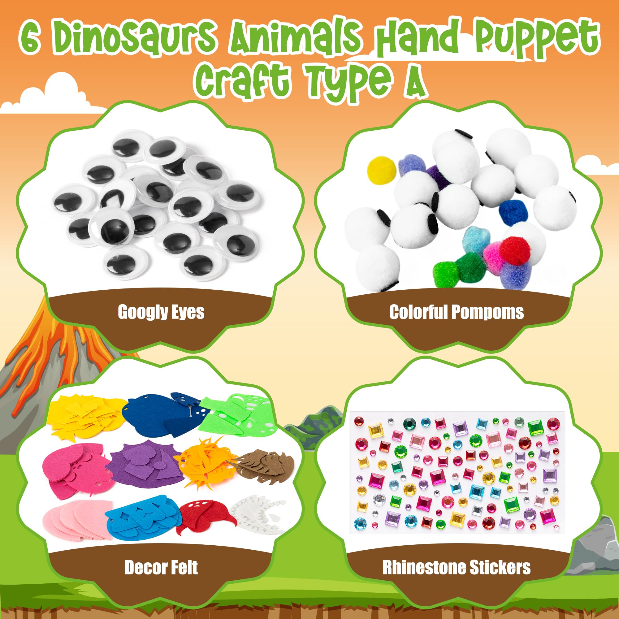 Watinc 6pcs hand puppets dinosaurs display vivid characters for imaginative storytelling