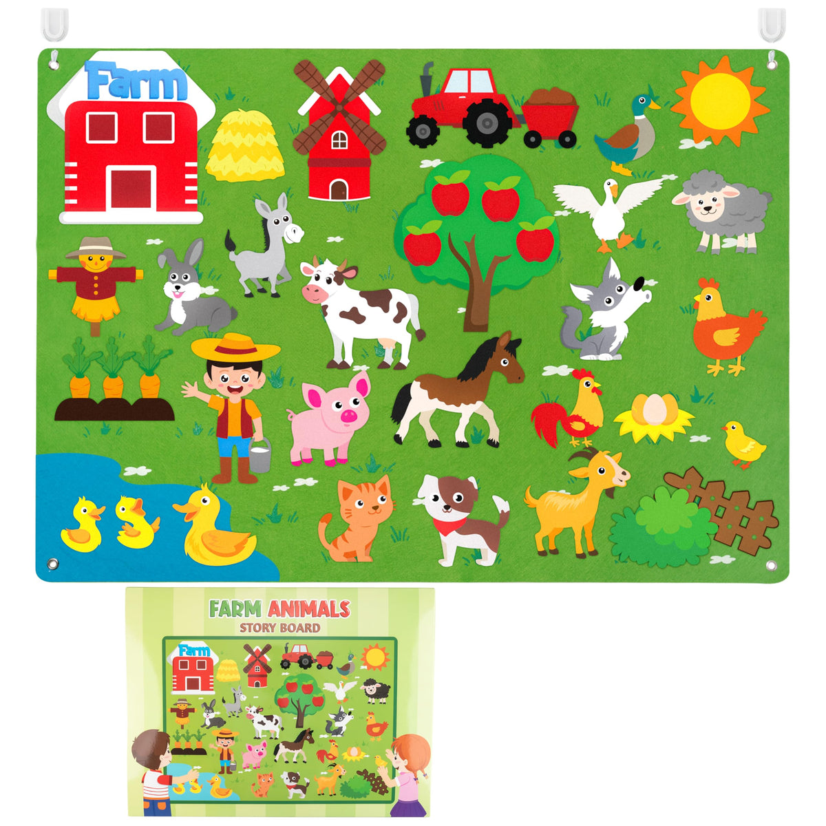 WATINC Farm Animals felt story board background enables imaginative play on a giant canvas