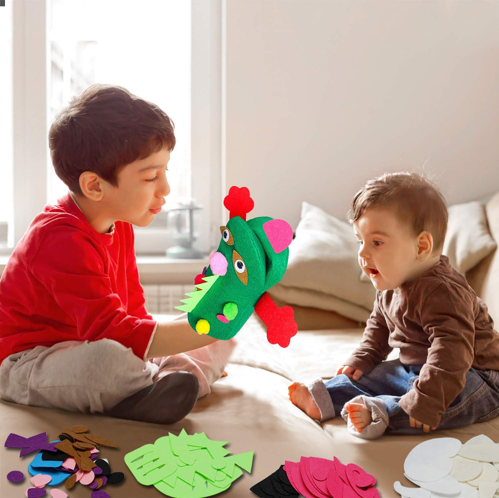 Watinc kids crafting with puppets promotes hands-on creativity