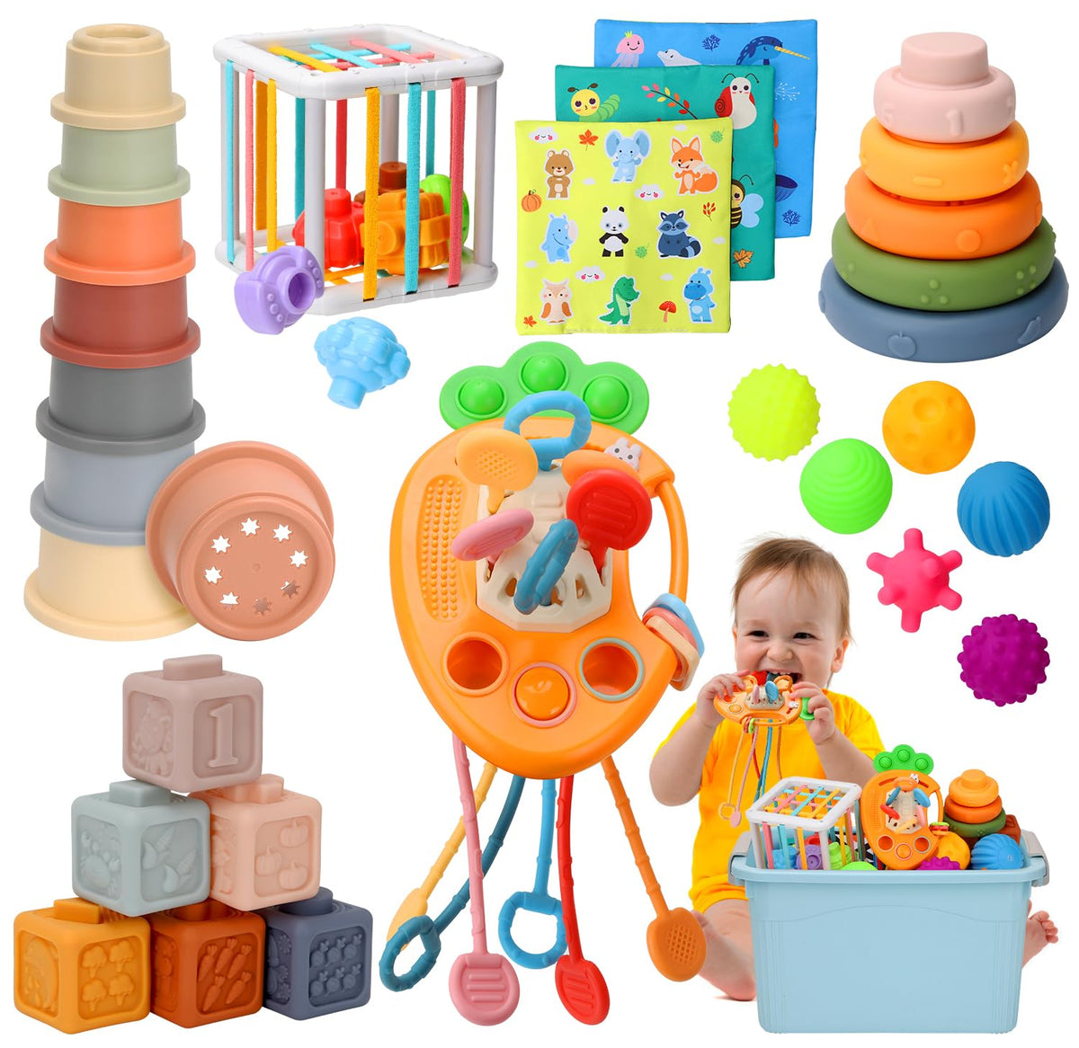 Wattne 7-in-1 Montessori pull-string toy for early motor development.