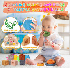 Wattne soft building blocks promote safe tactile play and stacking.
