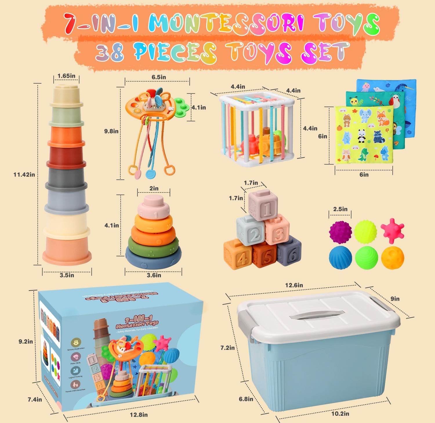 Wattne compact storage bin keeps toys organized for on-the-go play.