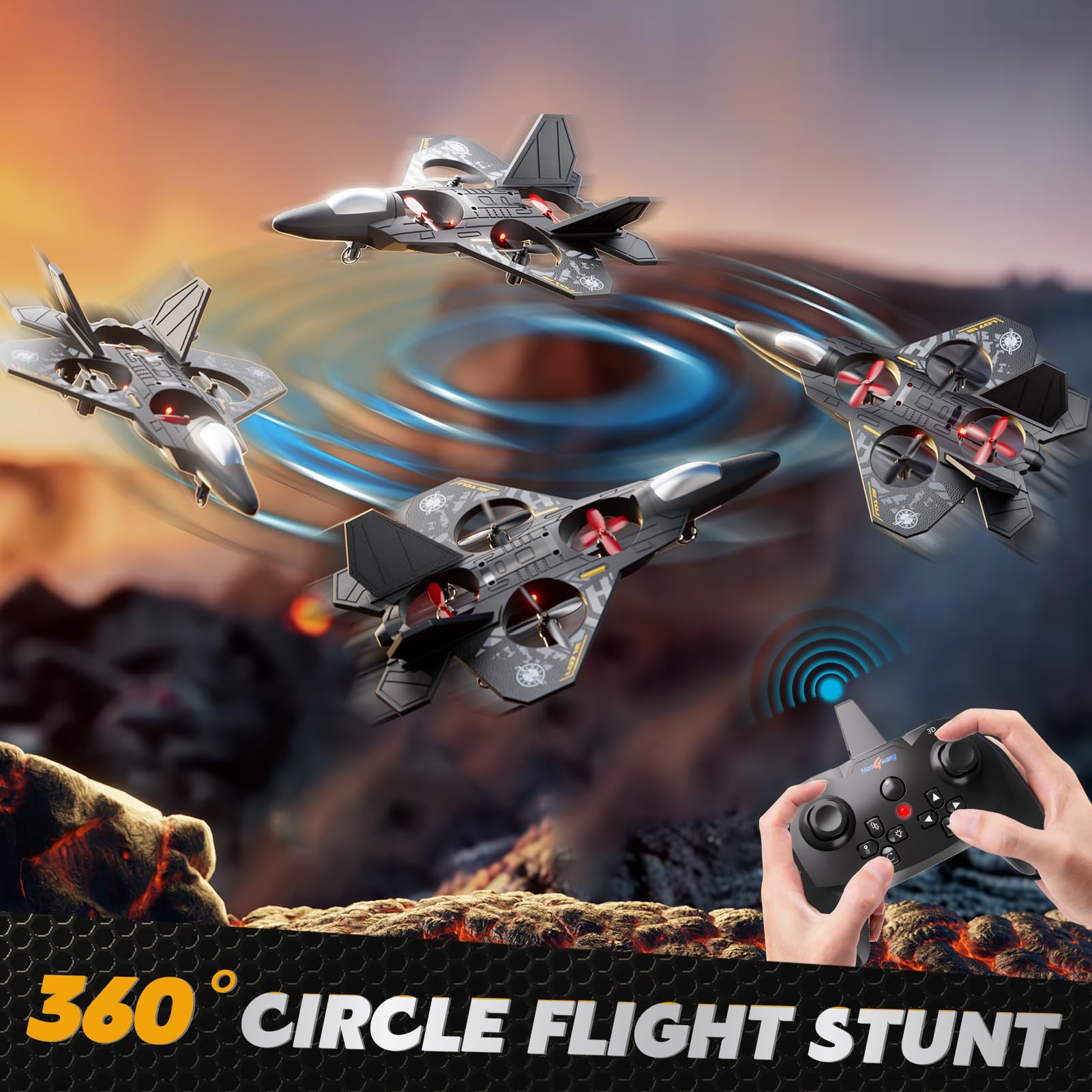 Watudou foam RC airplane drone with LED lights illuminates dusk flights