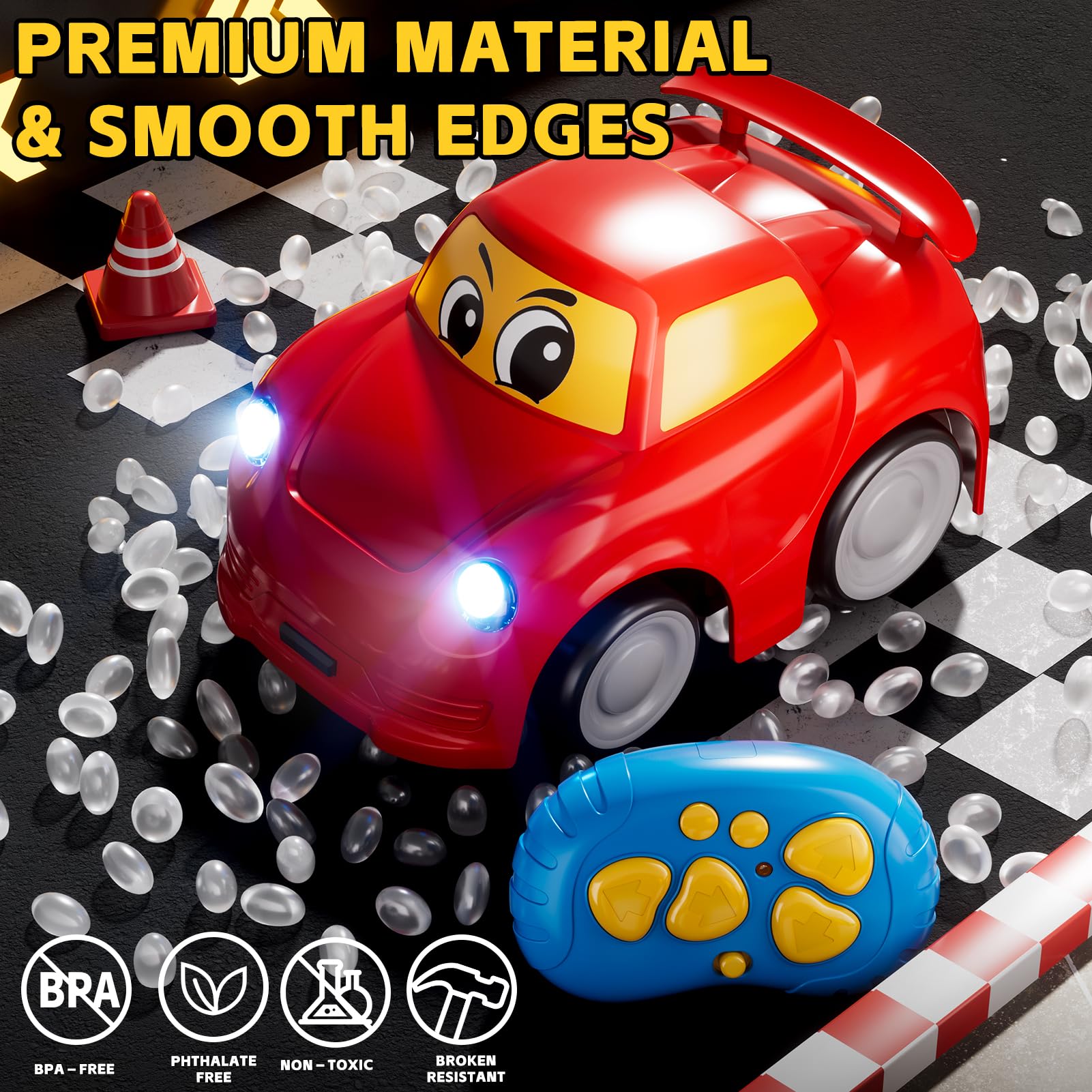 Watudou indoor-outdoor play RC car suitable for various surfaces.
