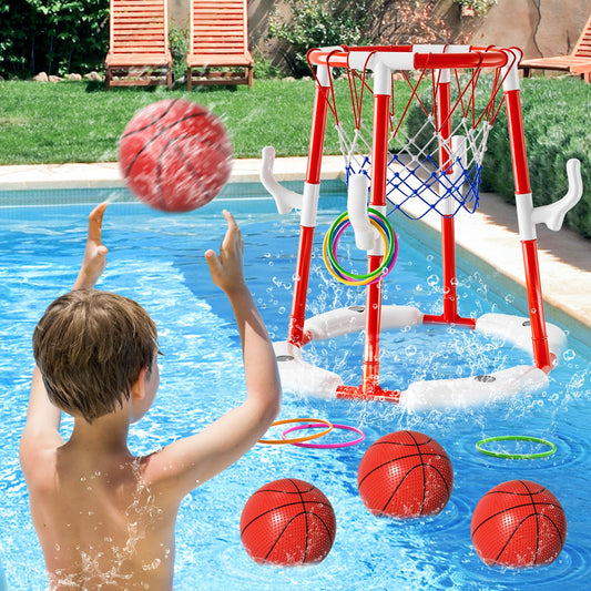 Watudou pool basketball hoop set with 12 rings for versatile games