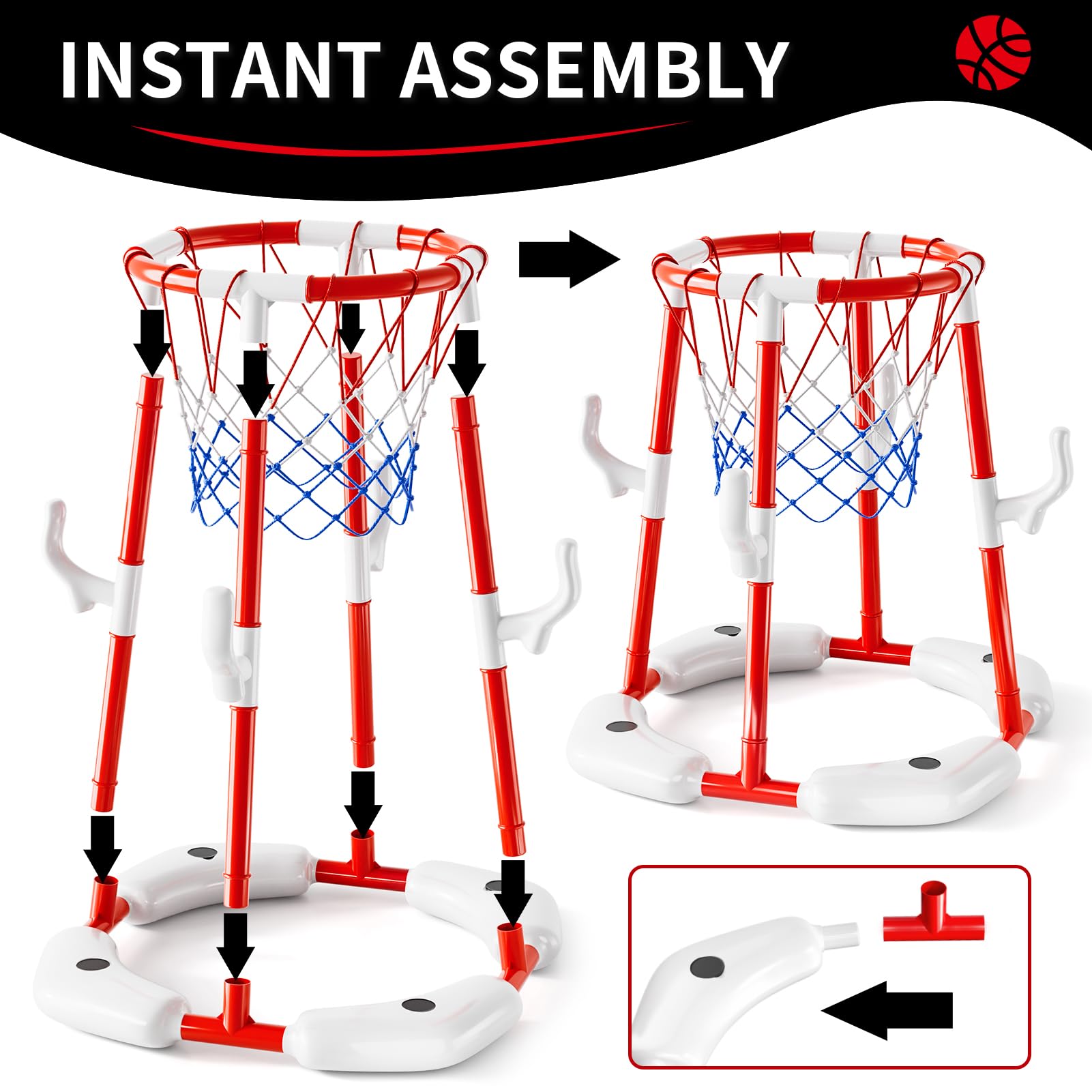 Watudou pool basketball hoop set with stable four-pillar base