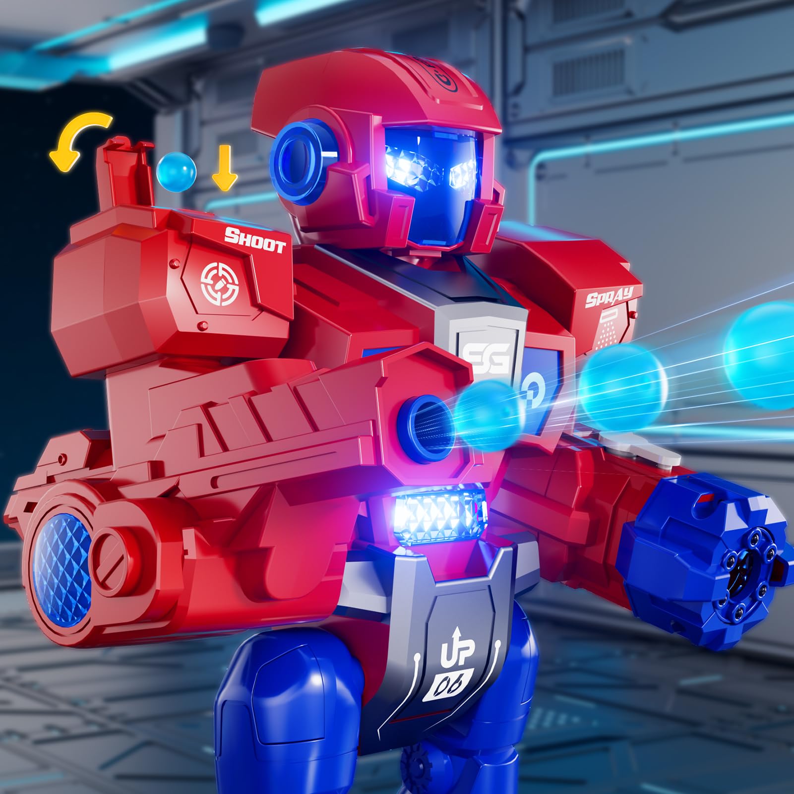 WATUDOU robot toy shooting feature with suction cups.