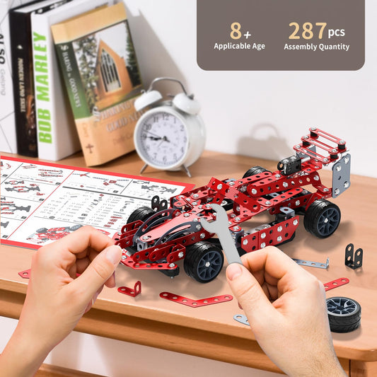 WATUDOU STEM model car kit parts laid out for careful construction