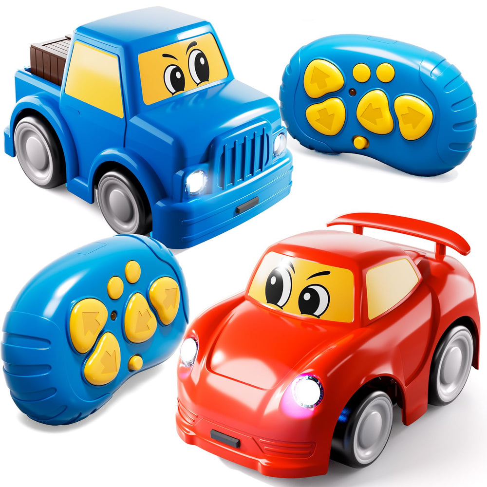 Watudou Toddlers RC Car Two-Pack in front view for indoor and outdoor play.