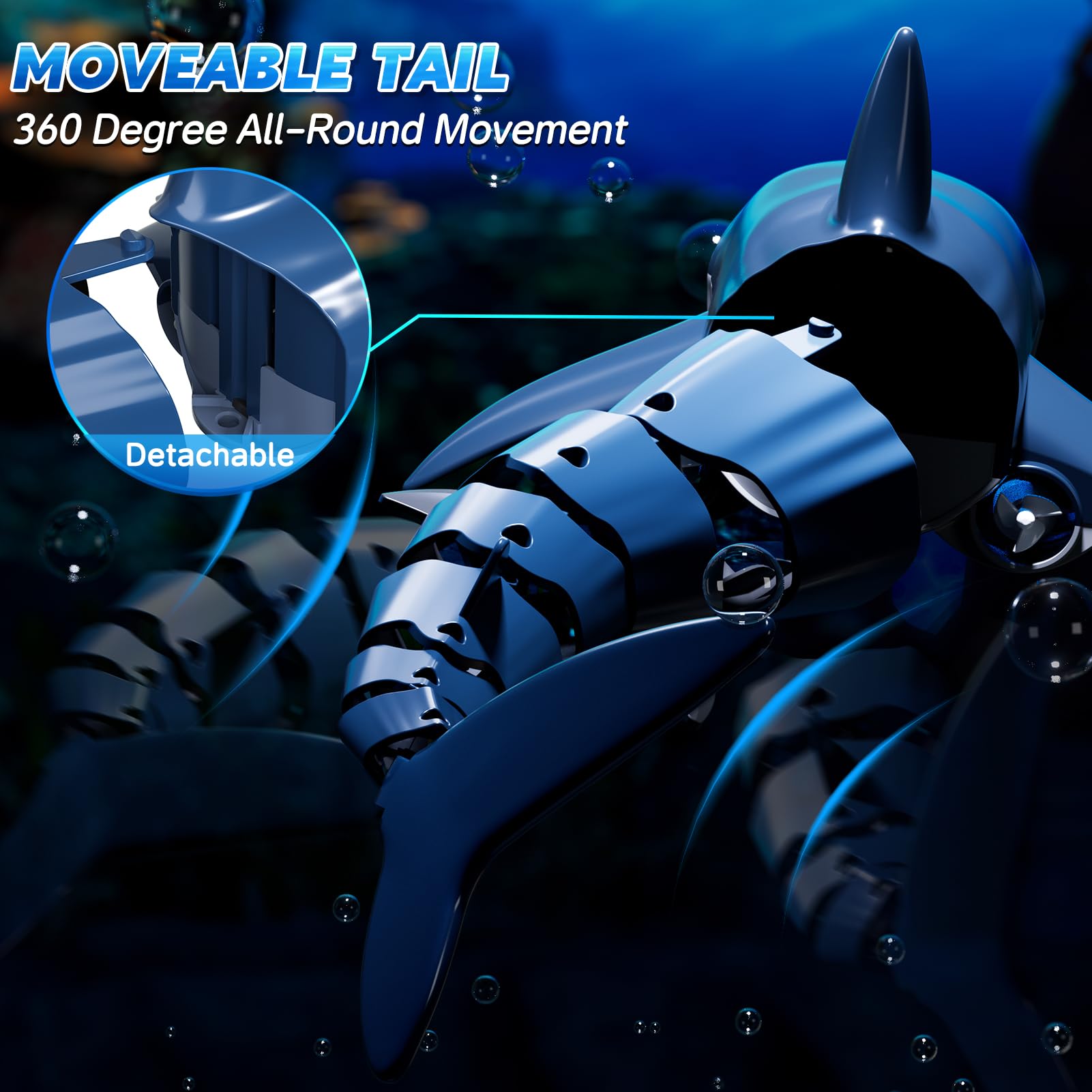Watudou waterproof RC shark remote for use in pools, baths, or ponds