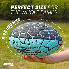 Wave Runner Grip It football used in pool play with waterproof design and splash-ready surface.
