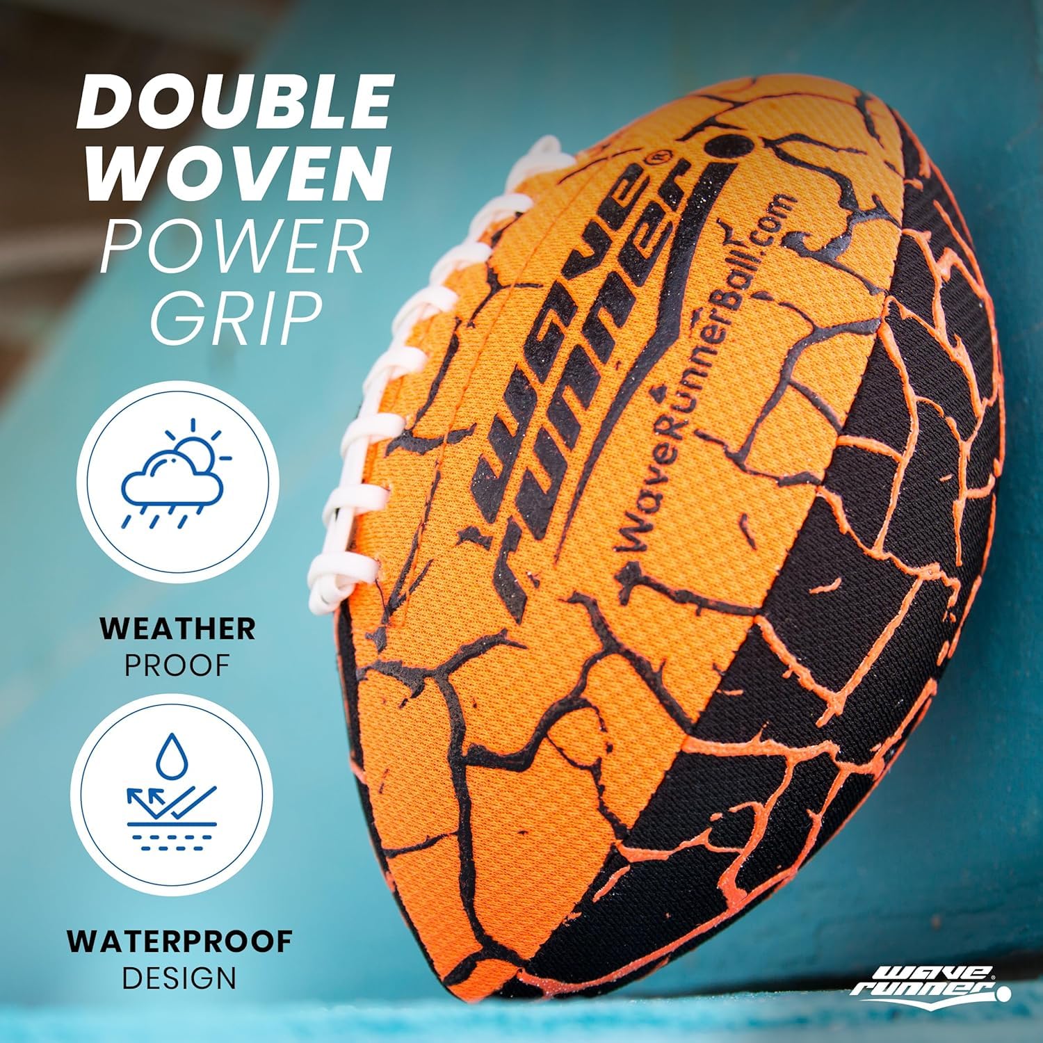 Textured grip close-up on Wave Runner Grip It for confident throws when wet.