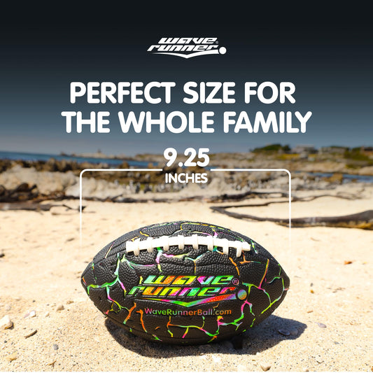 Wave Runner Grip It football shows double-laced construction for more accurate spiral throws.