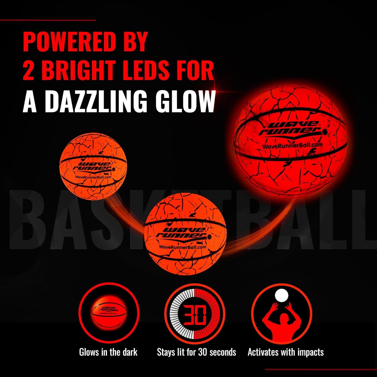 Wave Runner LED bounce captures every dribble during twilight sessions.