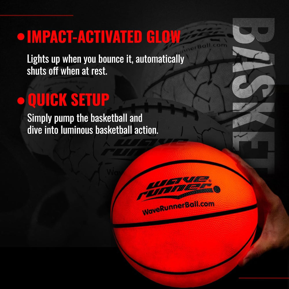 Wave Runner official size 7 glow ball for authentic play on outdoor hoops