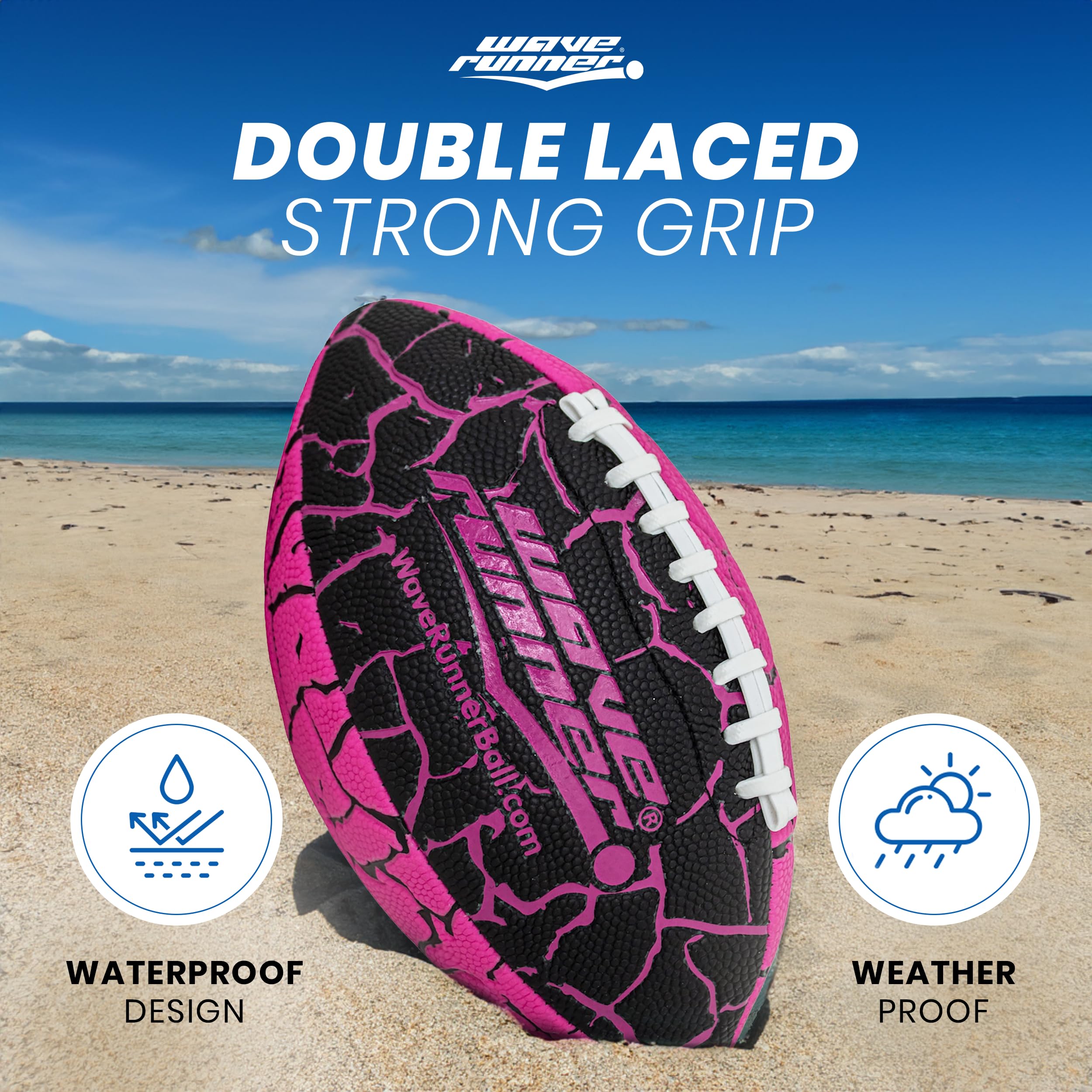 Wave Runner waterproof football ready for pool play with splash-worthy passes