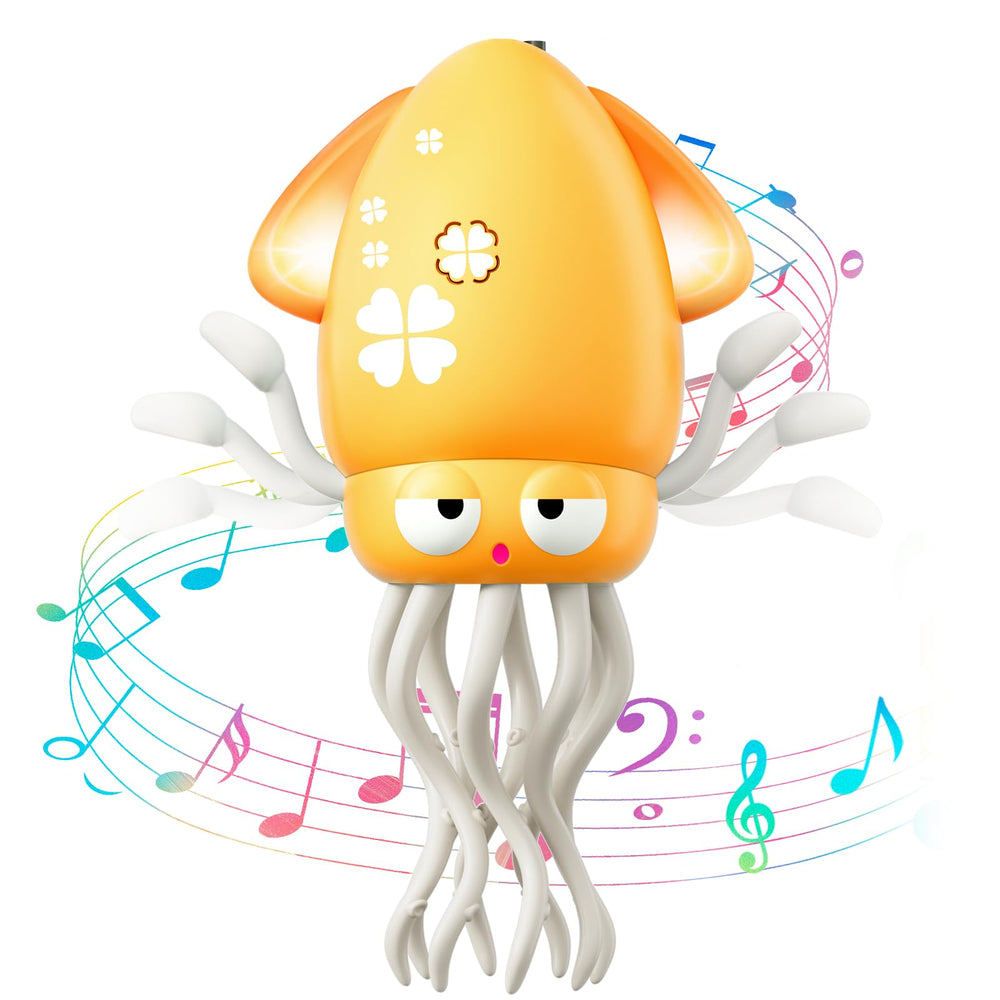 WAVISA Dancing Squid toy glows with lights to engage baby during tummy time and crawling.