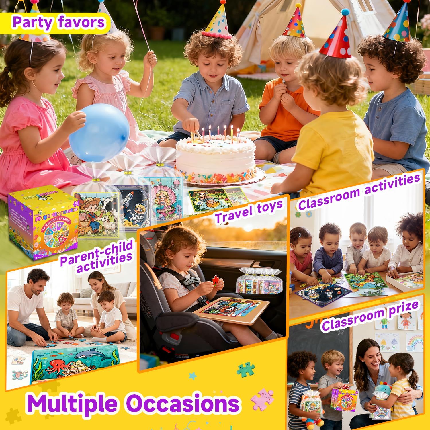 WAWIBEE magnetic puzzle animals theme encourages imaginative play and steady hands during quiet time.