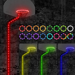Waybelive basketball rim light enhances nighttime play with vibrant illumination.