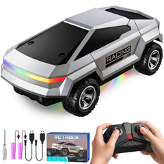 WayEee Cyber RC Truck front view with LEDs for indoor play.