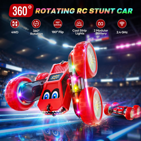 WayEee LED light strips illuminate the stunt car at night.