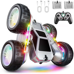 WayEee remote control car performing dual-sided 360 flips for dynamic play indoors or outdoors.