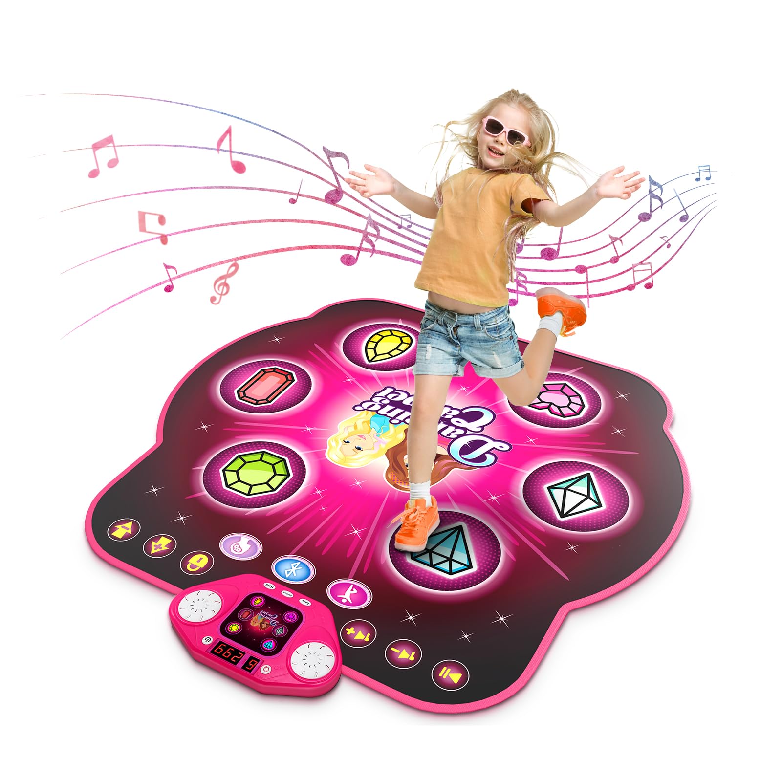 WAYKEE Dance Mat six-button glow enables active, coordinated play.
