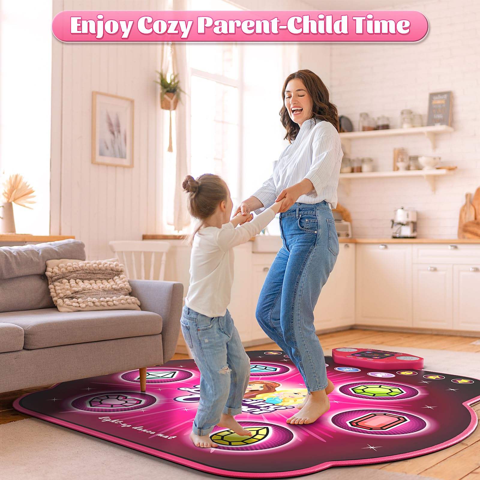 WAYKEE Dance Mat powered by batteries for simple setup.