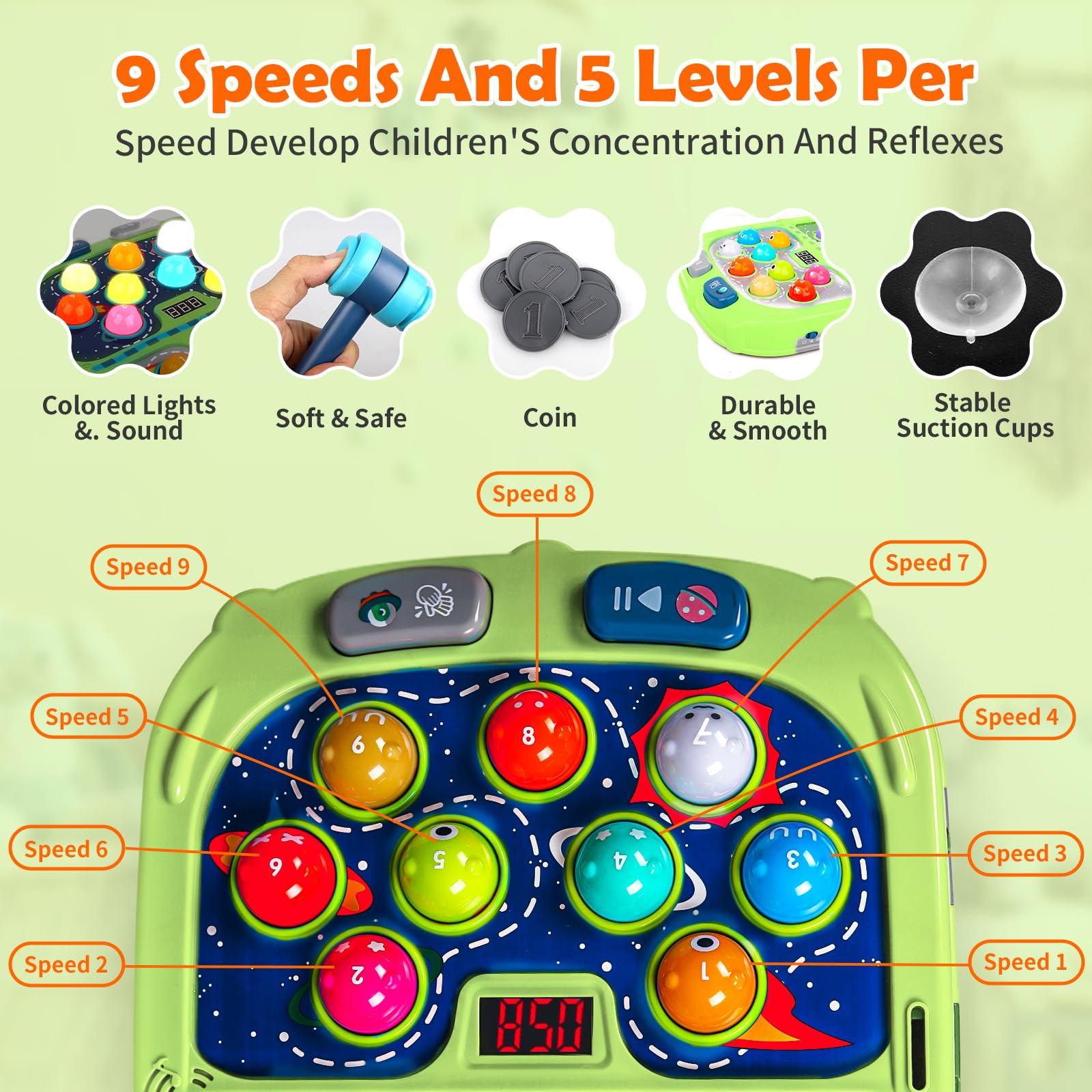 WAYKEE Whack a Game Mole dual score displays track progress during play.