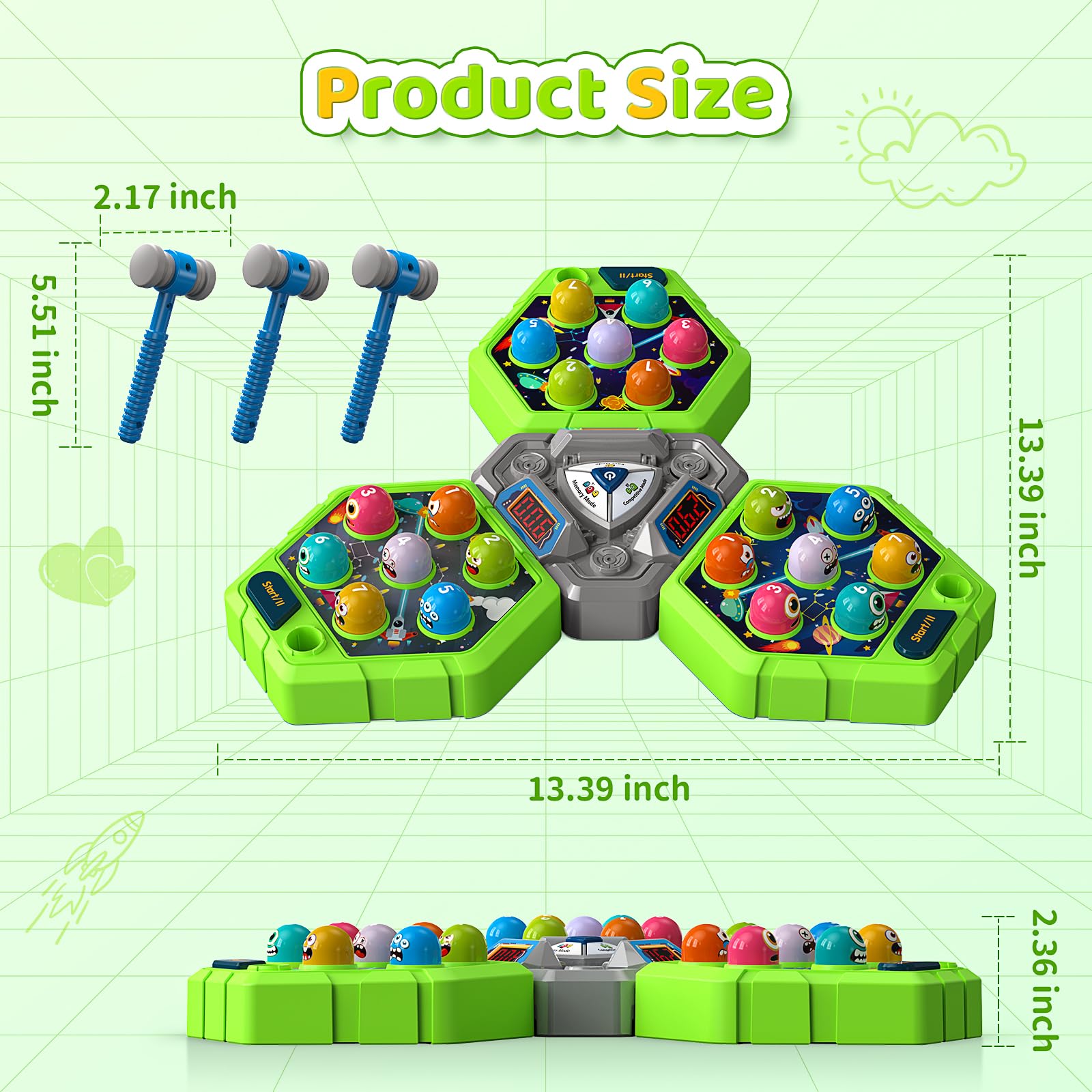 WAYKEE Whack Game Mole 21 colorful balls spark bright gameplay