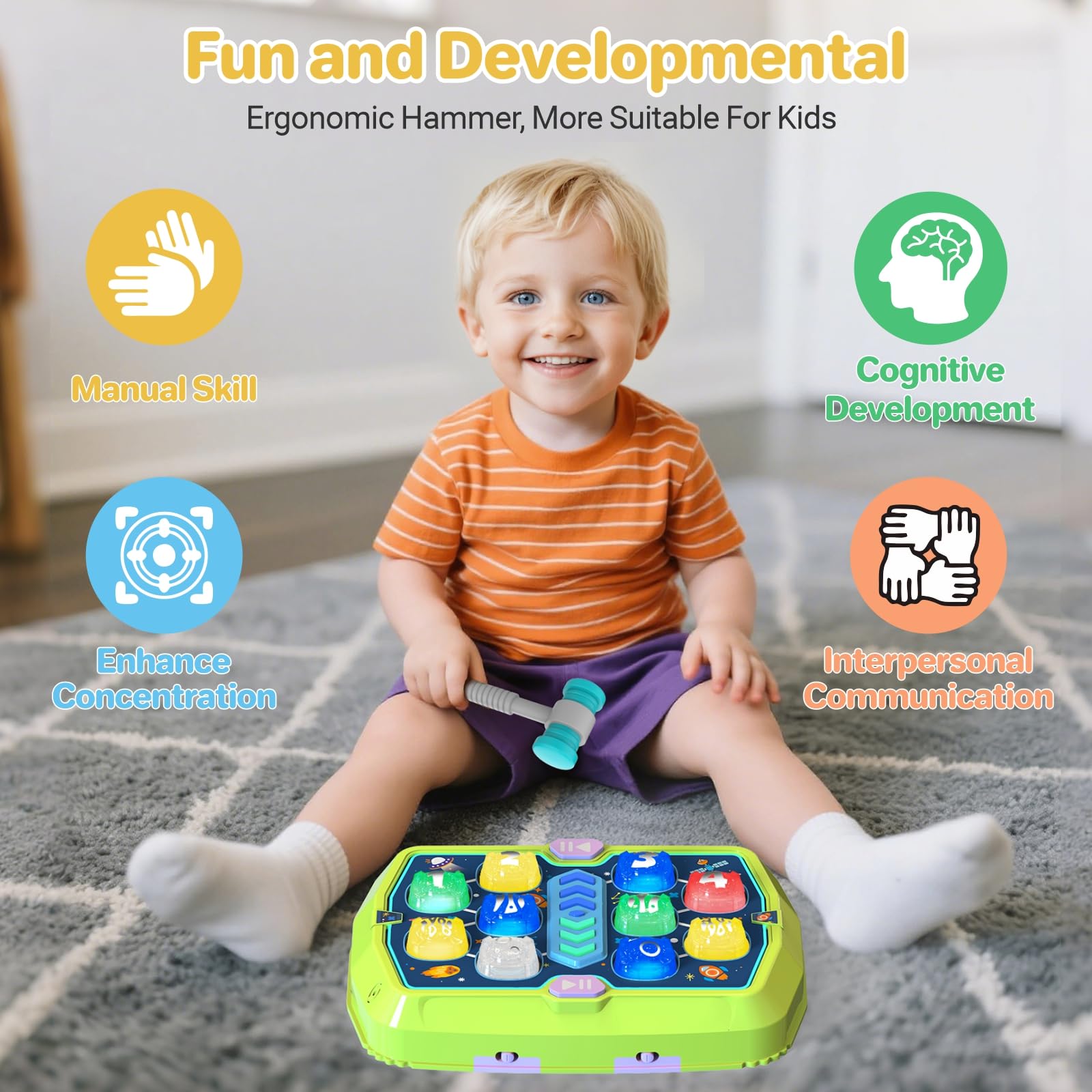 Kids play together with Waykee Whack Game Mole, promoting sharing.