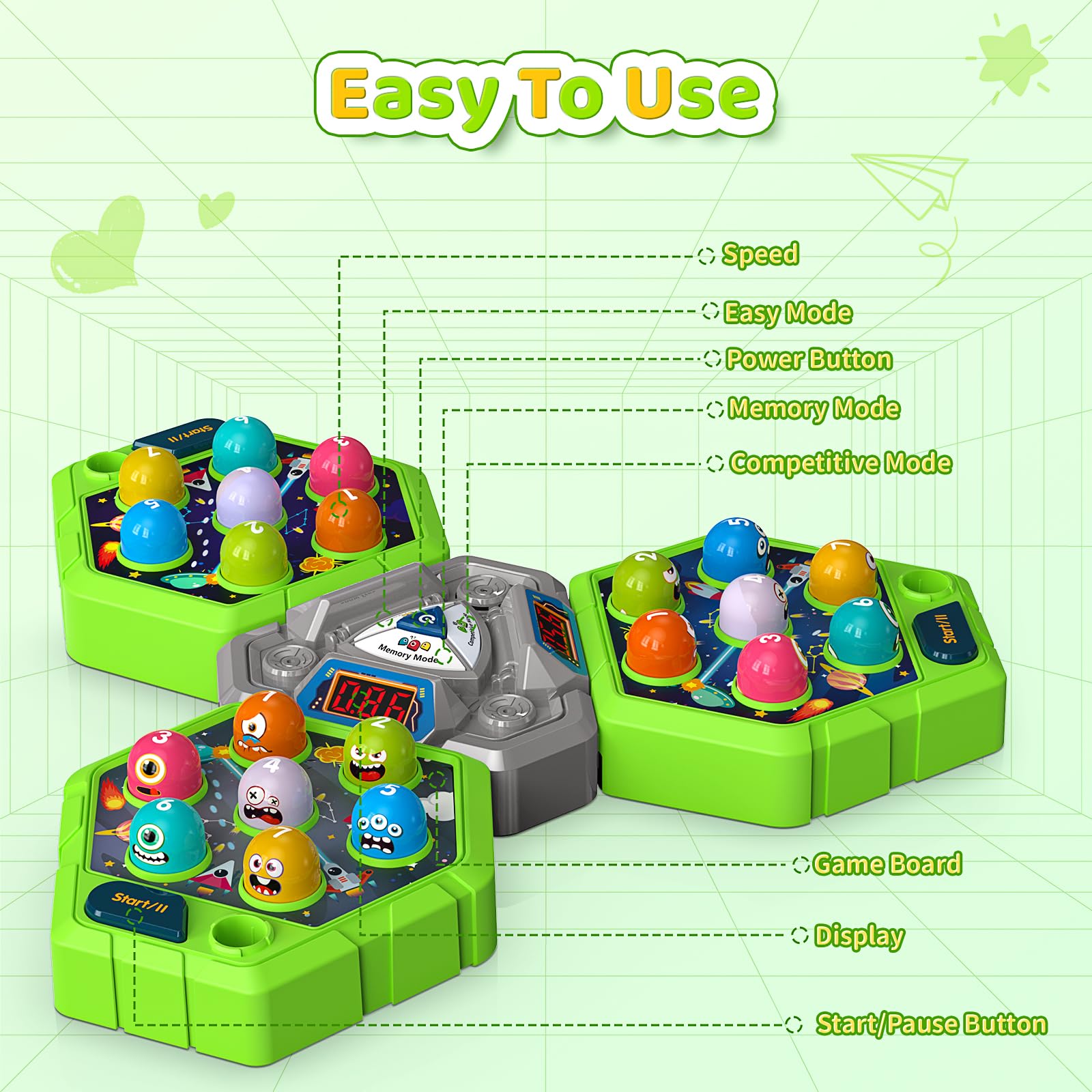 WAYKEE Whack Game Mole safe, durable design for kids’ active play