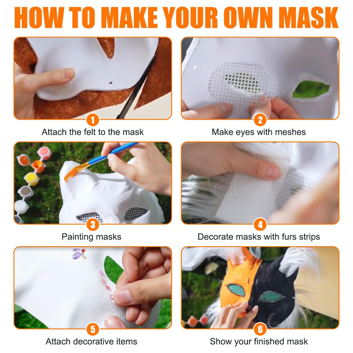 WAYNHUI Therian mask kit decorative flowers and mushrooms enrich embellishments.