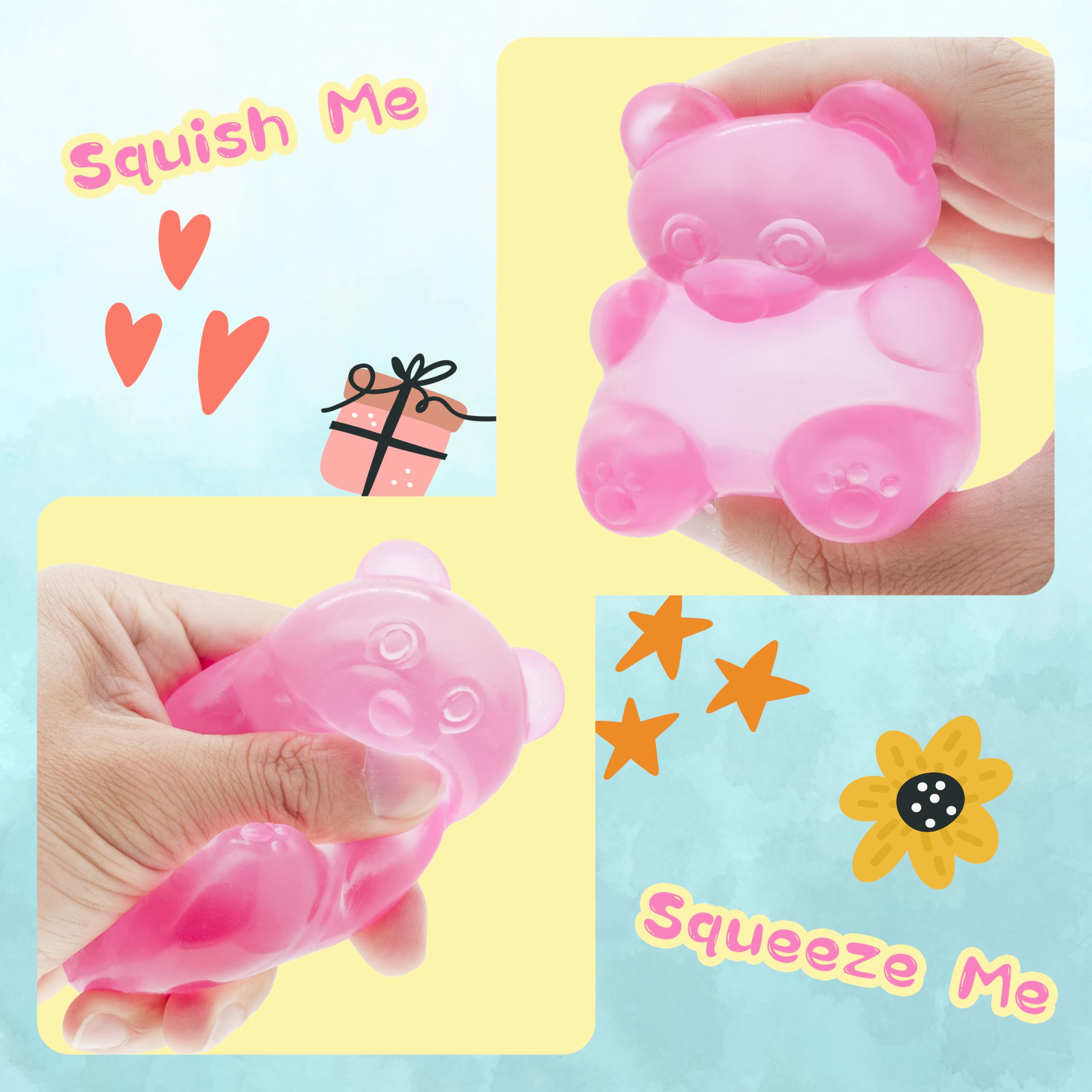 Wazibo Stress Bear blue squishy ball eases anxiety through playful squeezing.