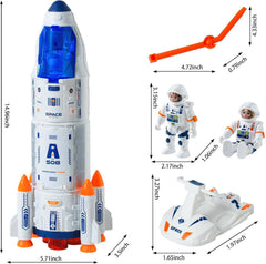 Wbzle astronaut figures fit the rocket for storytelling missions.